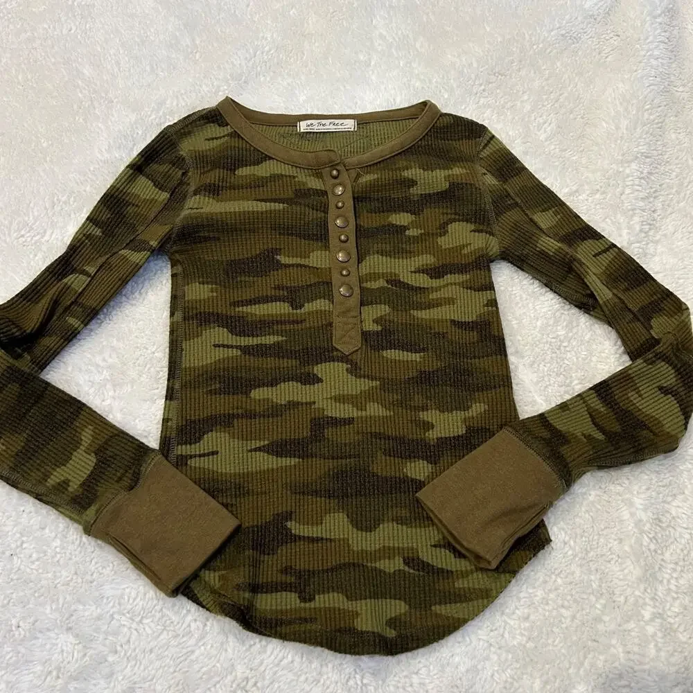 We the Free Womens Green Camp Long Sleeve Size XS Grunge/Indie/Dark Core - Picture 2 of 6